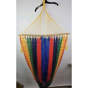 Caribbean Hammock Chair Rainbow Swing Net Backyard Porch Relax‎ Colorful